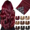 EINbeauty Extension Capelli Veri Clip 7pcs 120g 50cm Lisci Rosso bordeaux Invisibili Remy Umani Human Hair Extension Clip(20Inch,99J#)