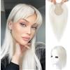 Flufymooz Topper in 100% veri capelli umani da donna, 25,4 cm, con clip in capelli veri, per diradare i capelli, copertura 3D a 360°, capelli naturali con base in seta 11,4 x 7,6 cm, biondo bianco