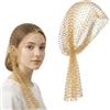 GAZIL Copricapo a Rete con Strass e Paillettes, Cappello Velo a Maglia Luccicante, Turbante Fascia per Capelli Donna Rave Party Accessori - Oro