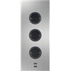 CARESSI Elemento presa 3ST29 3 prese Schuko 2 caricabatterie USB in acciaio inox