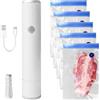 GBKDQQ Vuoto manuale con 5 sacchetti sottovuoto riutilizzabili, mini macchina sottovuoto per la conservazione degli alimenti, senza fili, macchina sottovuoto portatile con 65 kPa di aspirazione per casa