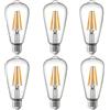 WULUN Lampadina Edison E27 ST64, 6 W equivalente a 60 W, luce bianca calda 3000 K, 600 lm, a risparmio energetico, filamento trasparente, AC 220 V, per decorazione di interni, non dimmerabile, 6 pezzi