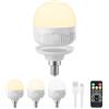 LGMCF Lampadina ricaricabile USB-C con telecomando, 3 colori, E14, dimmerabile, con batteria, 8 W, con funzione di timing, luce di emergenza con magnetico, 1 confezione