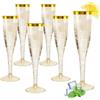 Rosedreamer Bicchieri da spumante in plastica, 30 pezzi, 150 ml, con bordo dorato e glitter, in plastica, riutilizzabili, per compleanni, matrimoni, feste, picnic, attività all'aperto (oro)