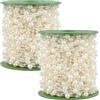 NGOSUET 2 ghirlande di perle beige, da 60 m, 8 mm + 3 mm, per albero di Natale, perle decorative per fai da te, per bouquet da sposa, decorazione da tavolo per feste
