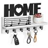 Bibykivn Portachiavi da Parete in Legno - HOME Décoration Appendi Chiavi a Muro Vintage, Appendichiavi da Muro in Legno con 6 Ganci, Multifunzione Decorativo per Lngresso, Corridoio, Ufficio (Bianco)