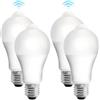 GBKDQQ 4 pezzi Lampadina LED E27 con rilevatore di movimento, Lampadina LED con sensore di movimento PIR E27 12 W Bianco freddo 6500 K Sensore di luce Lampadina a risparmio energetico per corridoio