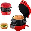 LIROPAU Tostapane Sandwich/Hamburger Maker, Tostapane con anello omelette, 600 W Burger Maker con rivestimento antiaderente, Macchina Per Panini Per la Colazione Per Hamburger, Snack, Colazione Veloce (Red)