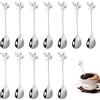 Sykerout 12 pezzi di cucchiaino da caffè in foglia di acciaio inossidabile, cucchiaino da tè Riutilizzabile in Acciaio Inossidabile Cucchiaino da caffè Cucchiaio da Zucchero, Cucchiaio per Mescolare (argento)…