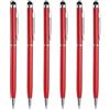 QUARKZMAN 6 Penne Stilo 2 In 1 Metallo, Punta Retraibile Per Touch Screen, Inchiostro Nero, Rosse - copertina