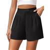 Xnova Pantaloncini da Donna Eleganti e Casual a Gamba Larga, Loose Shorts Vita Alta con Tasche Laterali, Pantaloni Corti con Chiusura Lampo Estivi (Blu, L)