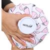 Neotech Care Borsa del ghiaccio per lesioni, gonfiore, mal di testa, sollievo dal dolore, primo soccorso, con coperchio a vite, riutilizzabile, ricaricabile e impermeabile (20 cm, motivo fragola)