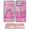OFIDUS Set di tagliaunghie per dita e piedi, set professionale per manicure e pedicure, 18 pezzi, strumenti per la cura delle unghie con custodia da viaggio di lusso (diamante rosa)