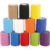 Gykutix 12 Rotoli Benda Elastica Autoadesiva Benda Elastica Coesiva 7,5cm x 4,5m Non Tessuto Bendaggio Coesivo per Mani, Piedi, Ginocchia, Gatto, Cane, Cavallo Animali Domestici