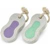 PARENCE. Set di 2 pietre pomice di 10 x 5 x 1,8 cm con cordino - Materiale a doppia faccia - Manicure e pedicure - 2 pezzi