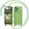 Coiwxmoi Cover per iPhone 17 Pro Max 6,9 con Cordino, Custodia con Laccio Collana Tracolla Regolabile Sottile Silicone Morbido TPU Bumper Antiurto Protettiva Case per iPhone 17 Pro Max, Verde