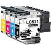 Miss Deer LC521 Compatibile per Brother LC521 LC521val per Brother DCP-J1260W J1310DW J1313DW J1360DW J1460DW (1BK/1C/1M/1Y)
