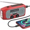 Dolucky Radio a Manovella, Radio di Emergenza Solare con Torcia a LED, Allerta SOS, AM/FM Radio Solare con Power Bank da 2000 mAh per Campeggio Emergenze, Rosso