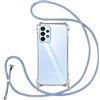 Vauki Cover per Samsung Galaxy A23 5G con Cordino, Custodia con Laccio Collana Tracolla Trasparente Silicone TPU+PC Bumper Back Antigraffio Proteggere Case Corda per Samsung A23 5G, Viola