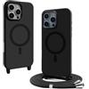 VAVAVOOMY Cover Compatible con iPhone 15 Pro Max(6.7) rimovibile custodia in silicone,[Antiurto][Antiscivolo] Custodia con Regolabile Collana per Cordino Collana Necklace Cover Corda-Nero