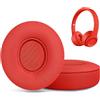 HAOMUK Cuscinetti auricolari di ricambio per Beats Solo 2 e Solo 3 Wireless On-Ear Headphones, Ear Pads, Cuffia Padiglioni auricolari Cover con morbida pelle proteica - Rosso