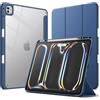 JETech Custodia per iPad Pro 13 Pollici M5/M4 (2025/2024) con Portapenne, Chiaro Trasparente Retro Conchiglia Sottile Supporto Antiurto Tablet Cover (Navy)