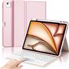 IVEOPPE Tastiera iPad Air 13 M4 2026/M3 2025/M2 2024 con Touchpad, Cover Tastiera Trackpad Italiano QWERTY Magnetico Staccabile Bluetooth con Portapenna per iPad pro 12.9 3-6 Gen,Rosa Chiaro