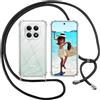ISOI Cover con Cordino per Xiaomi Redmi Note 15 4G, Custodia Trasparente con Collana Tracolla Laccio Collo Ultra Sottile Morbido TPU Silicone Antiurto AntiGraffio Case, Nero