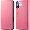 TUCCH Custodia per iPhone 17 6,3-pollici 5G 2025 [Blocco RFID] Portafoglio | Flip Caso Libro Folio Cover Pelle Sintetica TPU Antiurto, Supporto 3 Slot per Schede Protezione Integrale, Rosa Vif