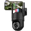 Ctronics 4K Telecamera Esterno con Zoom Ottico 5X, Visione Notturna Colore/IR Starlight 50m, Auto-Tracking, Luce Rossa-Blu & Sirena, Mascheramento Privacy, WiFi 5G/2,4G, APP/PC, 256GB/FTP/NAS