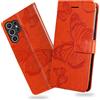 DENDICO Cover per Galaxy S23 Ultra, Portafoglio Custodia in PU Pelle per Samsung Galaxy S23 Ultra, Antiurto Cover a Libro con Slot per Carte, Arancia