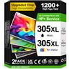 Sunnieink Cartucce 305 XL, 305XL Sostituzione per Cartucce HP 305 XL Nero e Colore, Cartuccia 305 XL Compatibile con Inchiostro Stampante DeskJet 2700 2720 2710 Plus 4120 4100 Envy 6000 6032 6020