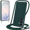 Knrlqim Cover per Samsung Galaxy S26 5G con Cordino Custodia con Laccio Collana Tracolla Collo Corda Regolabile Liquido Silicone Antiurto AntiGraffio Protettiva Case per Samsung S26 5G 6,3,Verde