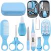 UptVin 8 Pezzi Kit per la Cura del Neonato, Set per la Cura del Bambino, con Spazzolini da denti,Tagliaunghie, Accessorio per la Cura del Bambino per Viaggi e Casa Ragazzo Ragazza (blu)