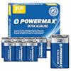 Powermax 8 batterie alcaline da 9 V, ultra lunga durata, 7 anni, confezione richiudibile