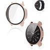 Generic Custodia per OnePlus Watch 3, custodia rigida in PC con pellicola protettiva in vetro temperato integrata - protezione completa anti-caduta ultra sottile, rosa
