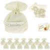 Doni Bomboniere Set Cresima 12 Sacchettini Portaconfetti in Cotone a Palla Bianco con Scritta Cresima con Bustine Confetti Bianchi al Cioccolato Made in Italy Bigliettini Personalizzabili Confettata
