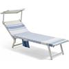 EASY HOME, Telo Mare Con Elastici, Telo Copri Lettino, in Cotone, Con Tasche Laterali Porta Oggetti, 70x190 cm, Adatto al Mare o in Piscina, Leggero, Compatto, Salvaspazio, A righe