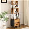 Coleshome Libreria Verticale, Libreria da Parete a 5 Ripiani e 2 Cassetti in Tessuto, Adatto per Camera da Letto, Soggiorno, Ufficio, 39 x 28 x 157 cm, Colore Retrò