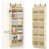 Lifewit Portaoggetti da Appendere con 4 Tasche Laterali e 2 Ganci, Organizer Appendere, Capacità 18 kg (40 lbs), Mensole Porta per Camera da Letto, Bagno, 6 Ripiani, 12 Scomparti, Beige