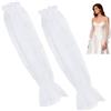 NBEADS 1 Paio di Maniche Staccabili per Matrimonio, Maniche Lunghe in Tulle con Perle e Maniche A Sbuffo Rimovibili per Abito da Sposa da Donna Accessori per Il Braccio della Sposa, Bianco