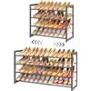 FAVOOSTY Scarpiera a 4 Livelli in Metallo, Allungabile 74.5-105.5 cm,Metallo,Regolabile, Salvaspazio, Portascarpe Robusto per Ingresso, Camera da Letto,Grigio