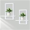 YIYA 2 Pezzi Ripiani di Legno per Decorazione Murale Ripiano Murale Moderno Boho Ripiano Fluttuante Bohemien per Piante Foto Decorativi Salotto e Bagno Camera (Bianco)