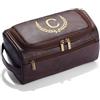 CGFN Beauty case da uomo, regalo personalizzato per uomo, in pelle ecologica in poliuretano, con iniziale da appendere, regalo di Natale o compleanno, Tè marrone., M, Iniziale C