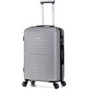 FLYMAX - Valigie con 4 ruote, grandi, medie e da cabina, super leggere, con rivestimento rigido, trolley in ABS per viaggi leggeri, Argento, 45x36x20 Carry on, Valigia