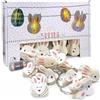 MIJOMA Catena luminosa a LED, 2,7 m, funzionamento a batteria con 10 LED bianco caldo e figure di carta 3D, decorazione suggestiva per primavera e Pasqua con funzione timer (coniglietto pasquale)