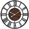 Pytha Sight Orologio da Parete Moderno 50 cm, Metallo Nero e Noce Massello | Orologio da Parete Grande Vintage con Numeri Romani, Design Decorativo e Silenzioso, per Soggiorno, Camera, Ufficio e Cucina