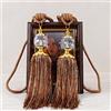 ZYWUOY 2 fermatende con nappa, fermatende di lusso in corda, fermatende con perline e decorazione in stile vintage, fermatende intrecciati fatti a mano in corda per tende decorative (marrone)