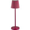 SHOT BOTLIGHTING EMMA Lampada da Tavolo LED Ricaricabile con Touch Dimmer|Autonomia fino a 48h|Ricarica USB con Base di Ricarica|IP54 per Interni, Esterni|Design Originale in Alluminio(Rosso Lampone)