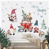 decalmile Vetrofanie Natale per Finestre Adesivi Murali Gnomo Nano Babbo Natale Fiocco di Neve Adesivi Vetro Porta Finestra Vetrina Festa Decorazione Natalizia